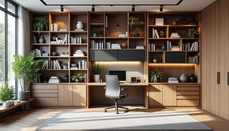 découvrez comment une bibliothèque murale peut structurer et embellir le décor de votre bureau, alliant fonctionnalité et esthétisme pour un espace de travail organisé et élégant.