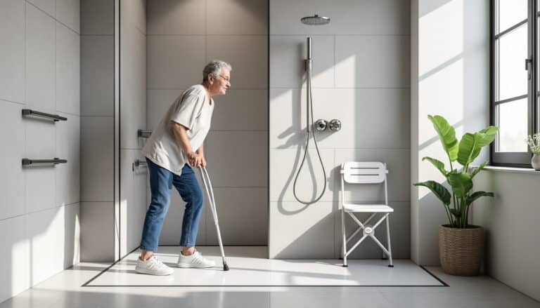 la douche à l'italienne offre un accès sécurisé et pratique, idéale pour les personnes à mobilité réduite, alliant confort et design moderne.