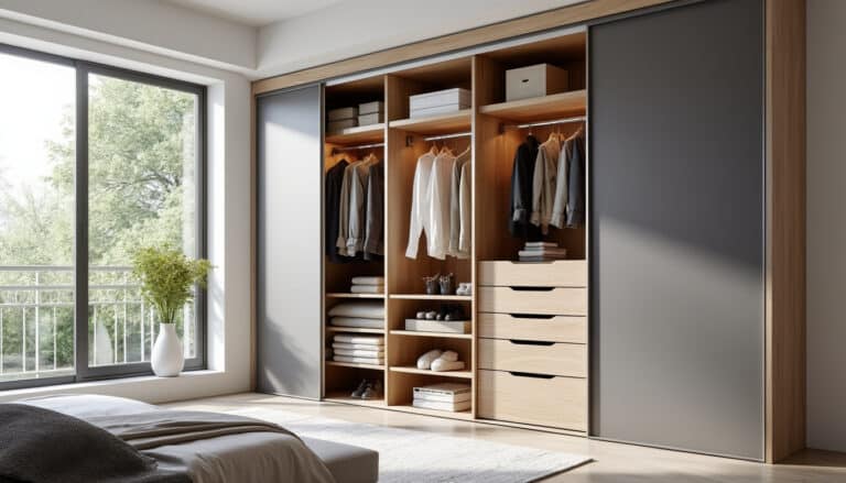 optimisez l'espace de votre chambre avec un placard sur mesure, conçu pour maximiser le rangement et organiser efficacement vos affaires.