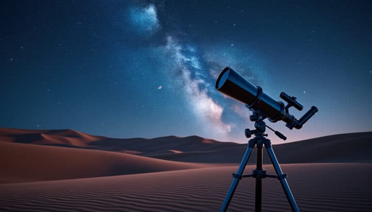 découvrez notre télescope de voyage idéal pour observer les étoiles en plein désert, alliant portabilité et performances pour des nuits d'observation inoubliables.